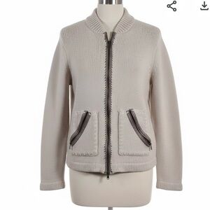 John Varvatos Wheat Lambswool Cashmere Full-Zip Cardigan Sweater Unisex